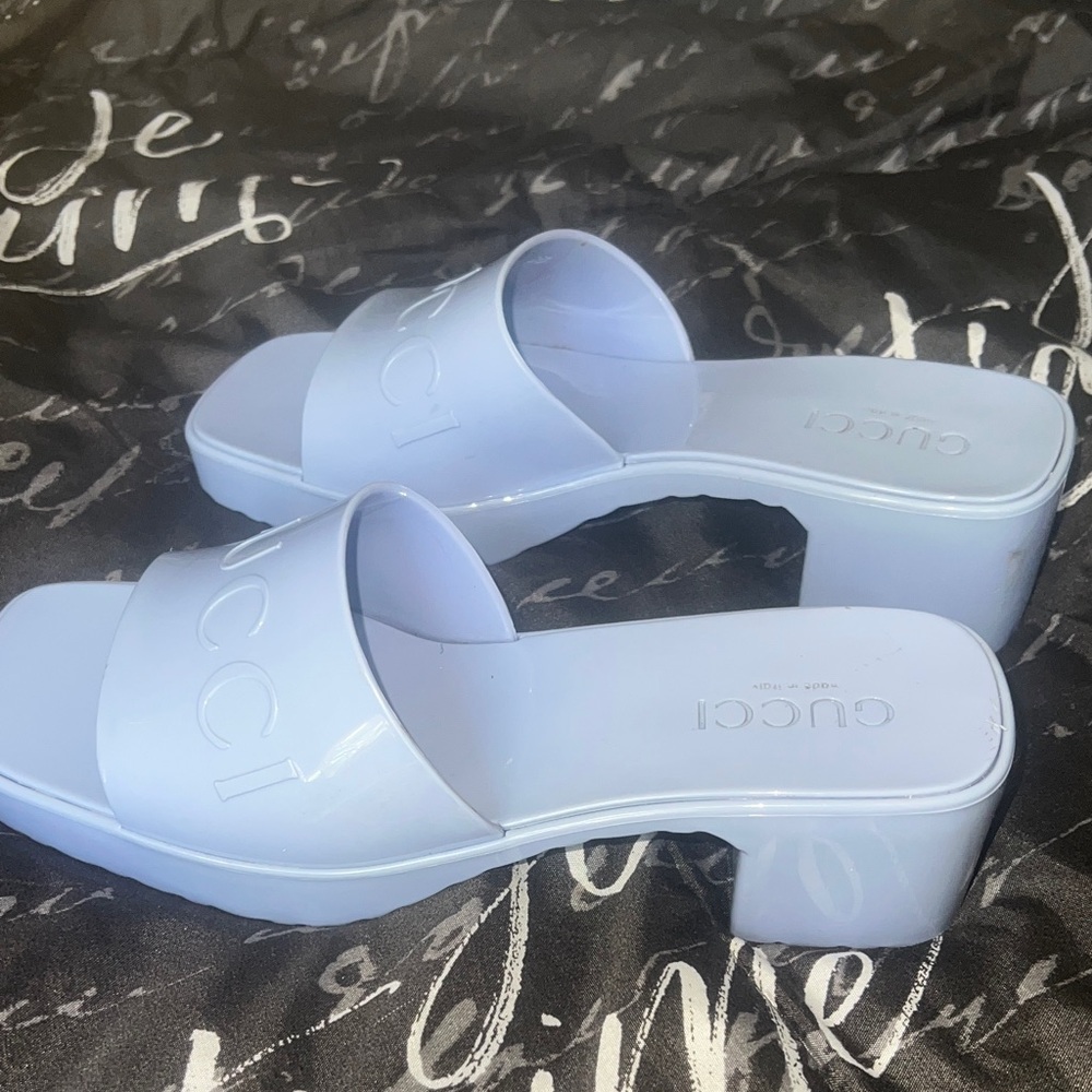 Gucci Women's Pastel Blue Heeled Slides